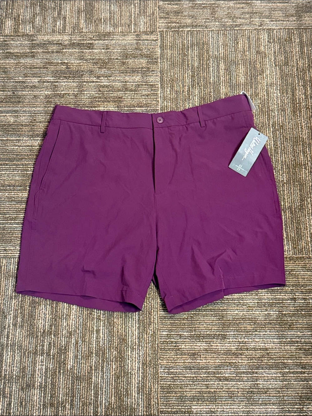 Walter Hagen Cooling Performance Men's Flat-Front Shorts in Plum